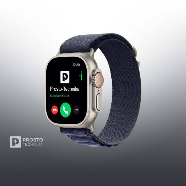 Часы Apple Watch Ultra 2, 49 мм, титан светлого цвета, ремешок Alpine тёмно-синего цвета (2024) L